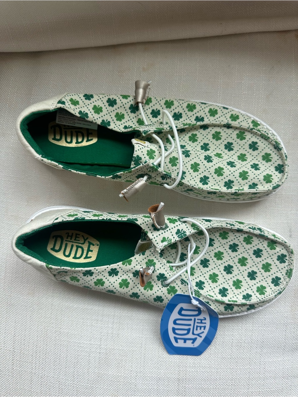NWT Hey Dude Wendy Luck Shamrock Women’s 9 Green Clover Slip On Shoes